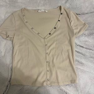 Nude shirt with button detail